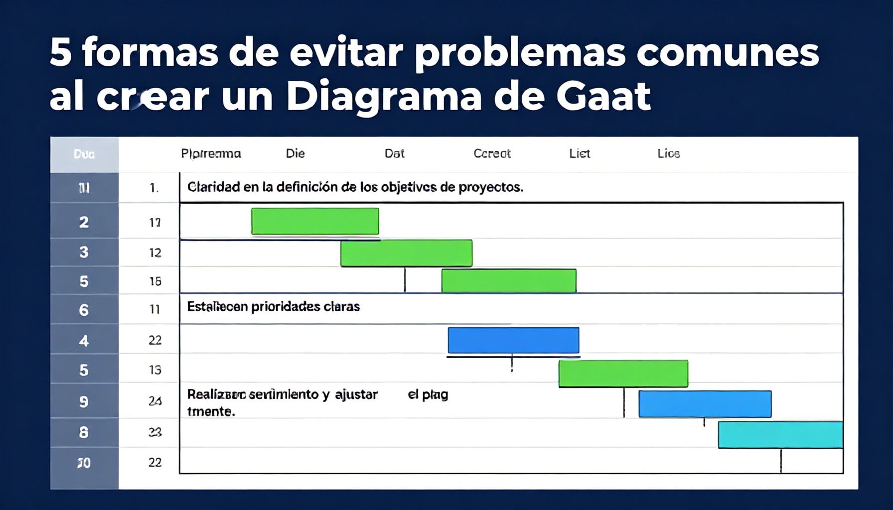 5 formas de evitar problemas comunes al crear un Diagrama de Gantt