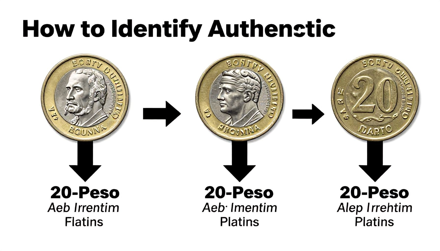 Cómo identificar monedas de 20 pesos auténticas paso a paso