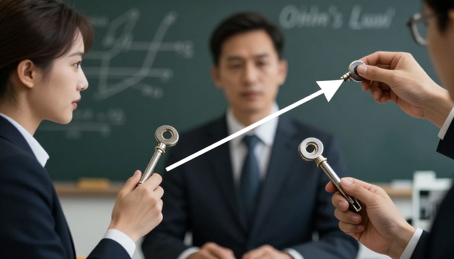 Tres componentes clave que interactúan en la ley de Ohm