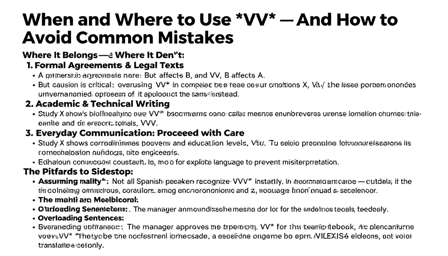 Dónde y cuándo emplear VV sin caer en errores*