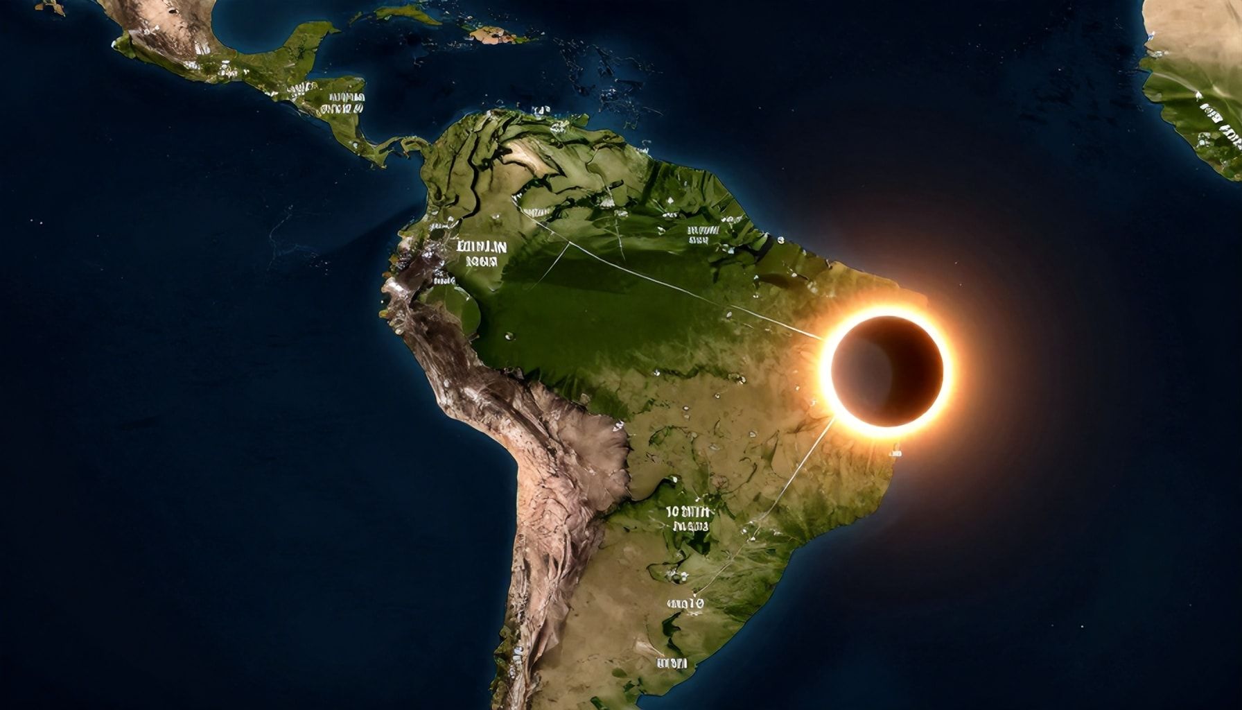 Trayectoria exacta y horarios del eclipse en cada país de Latinoamérica*